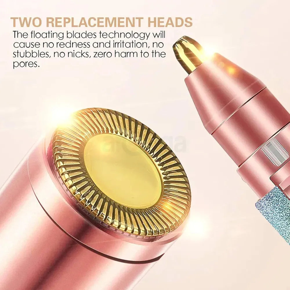 Facial hair remover with integrated LED light for precision