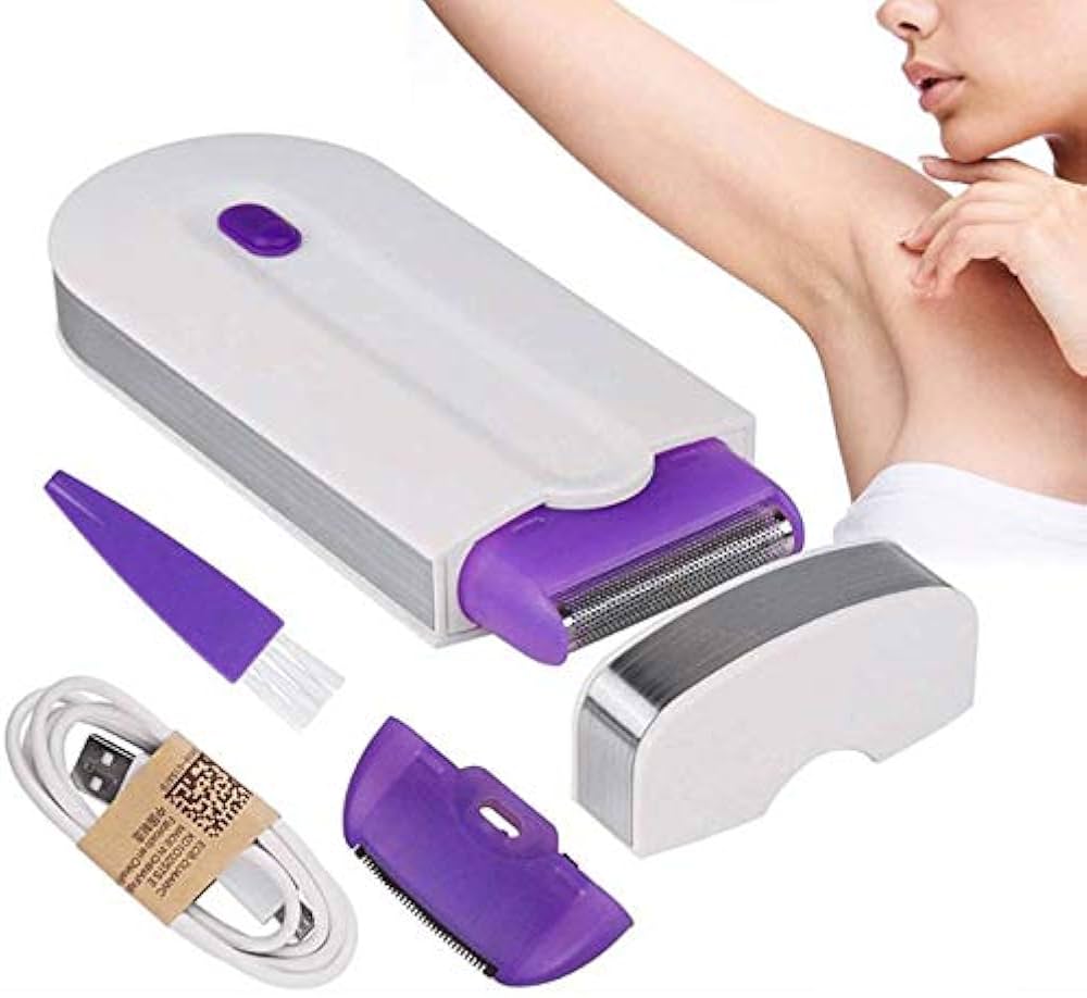 hair remover machine with cleaning brush, USB cable and spare head
