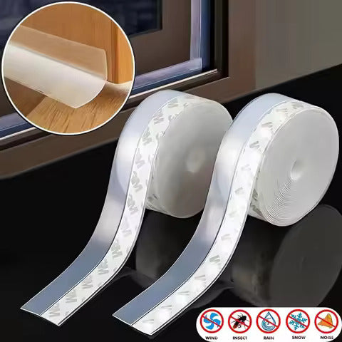 Two rolls of 5 meter silicone door draft stopper and window seal strip with self-adhesive backing